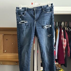 American Eagle Outfitters Distressed Dark Blue Jeggings